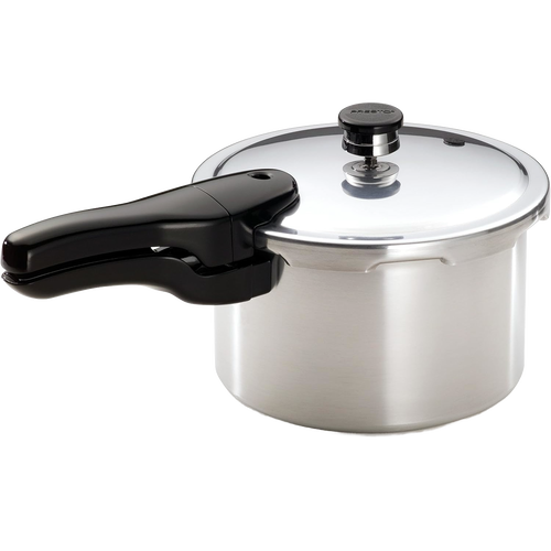 Handcrafted aluminum pressure cooker with polished finish and black ergonomic handle, designed for fast, flavorful cooking, featured in Kitchen & Food, Cookware, Pots and Pans, Best Sellers, and Promo Eligible collections.