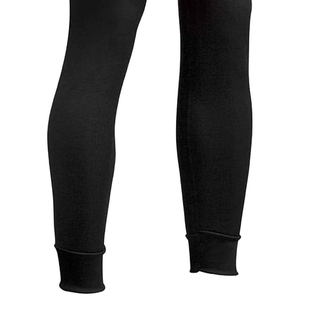 Black fleece long johns pants with ribbed cuffs and fleeced polyester interior for comfort and moisture-wicking, featured in Health & Wellness, Clothing and Accessories, Best Sellers, and Promo Eligible collections.