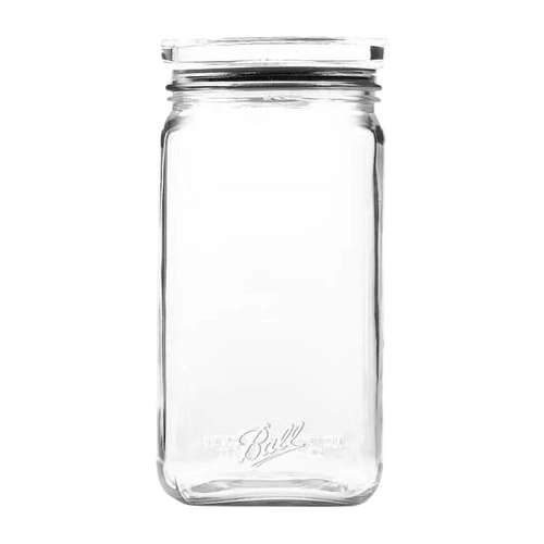 Clear stackable glass storage jar with airtight silicone-sealed lid and super-wide mouth, designed for organizing kitchens and pantries in Home & Decor and Kitchen & Food collections.