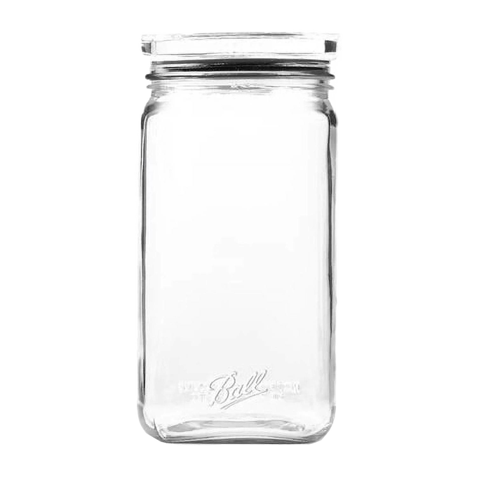 Clear stackable glass storage jar with airtight silicone-sealed lid and super-wide mouth, designed for organizing kitchens and pantries in Home & Decor and Kitchen & Food collections.