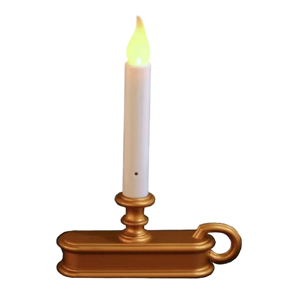 Handcrafted battery-operated window candle with a warm LED flame and brass-colored holder, perfect for Home & Decor, Lamps & Lighting, and Holiday Decor collections.