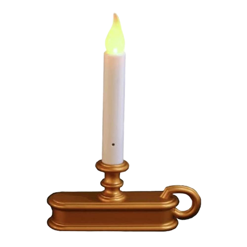 Handcrafted battery-operated window candle with a warm LED flame and brass-colored holder, perfect for Home & Decor, Lamps & Lighting, and Holiday Decor collections.