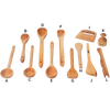 Assorted handcrafted solid American Hard Maple wooden cooking utensils including ladles, spoons, scraper, tamper, and dough cutter, ideal for Kitchen & Food, Holiday Hosting, Storage and Serving, USA Made, and Best Sellers collections.