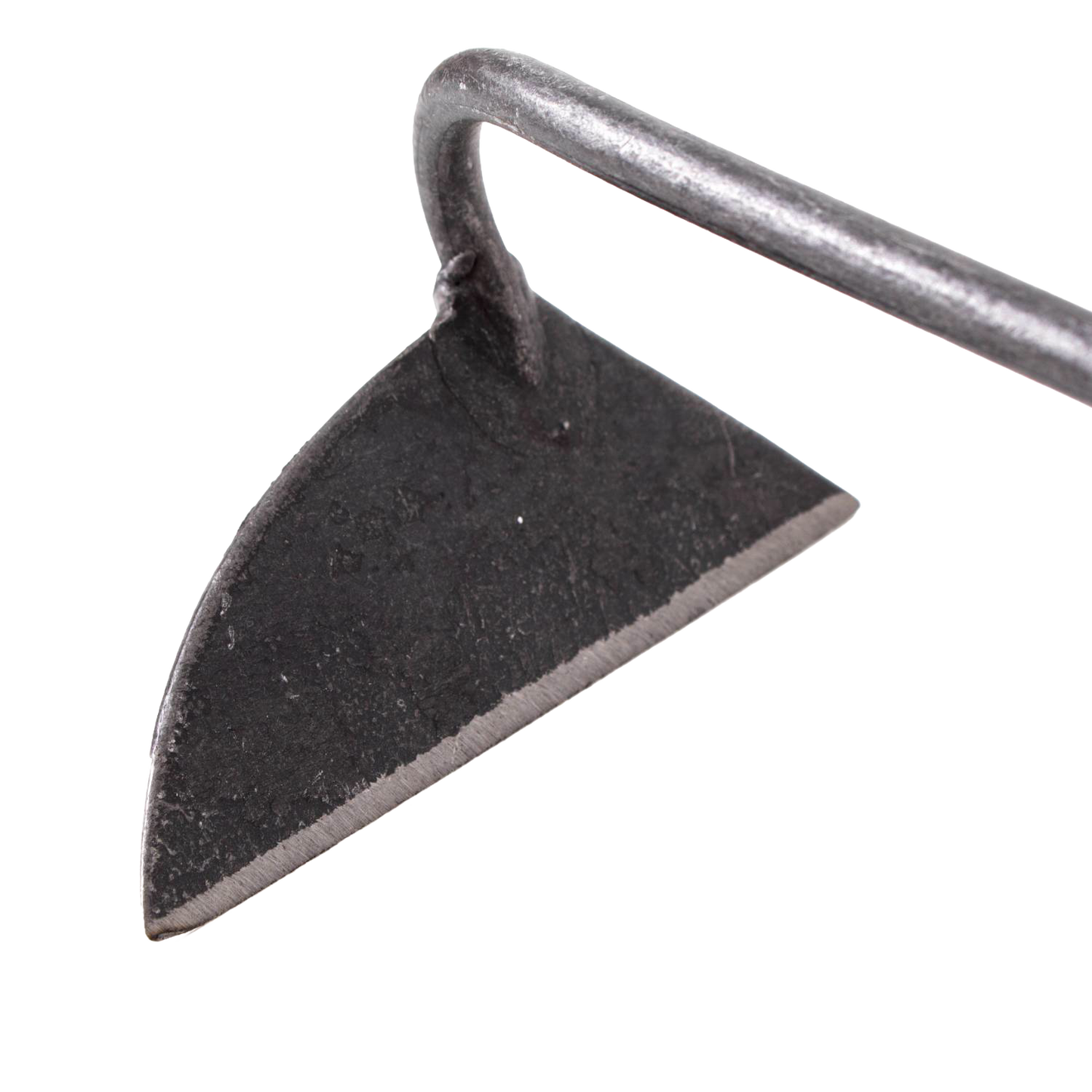 Handcrafted forged steel blade with a sharp edge on a curved shaft designed for precise weed slicing beneath soil, ideal for Farm, Garden & Tool, Garden Accessories, Best Sellers, and Promo Eligible collections.