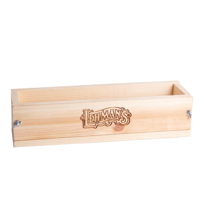Handcrafted wooden soap loaf mold made of durable pine with adjustable metal wingnuts, ideal for cold process soapmaking, featured in Health & Wellness and USA Made collections.