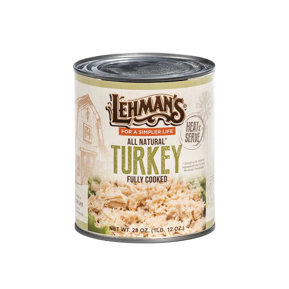 Can of handcrafted, fully cooked shredded turkey featuring all-natural ingredients, ready to heat and serve, ideal for Farm, Garden & Tool, Kitchen & Food, Emergency Supplies, and Best Sellers collections.