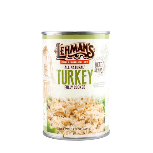 Can of Lehman's handcrafted all-natural fully cooked turkey, ready to heat and serve, ideal for Farm, Garden & Tool, Kitchen & Food, Emergency Supplies, and Best Sellers collections.