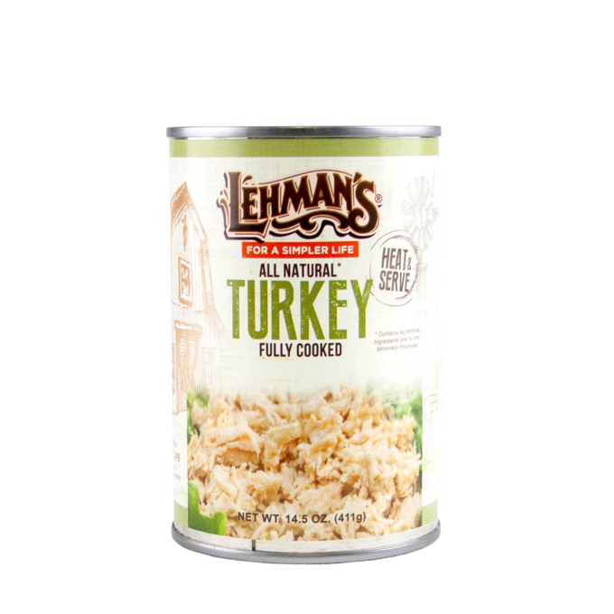 Can of Lehman's handcrafted all-natural fully cooked turkey, ready to heat and serve, ideal for Farm, Garden & Tool, Kitchen & Food, Emergency Supplies, and Best Sellers collections.