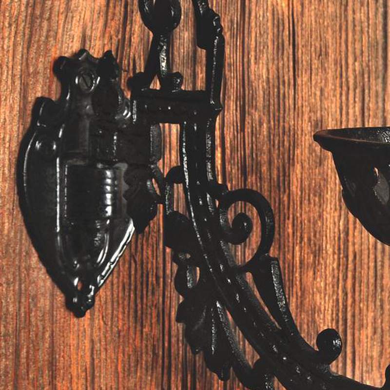 Handcrafted cast iron bracket part with decorative scrollwork and large mounting plate for Victorian-style oil lamps, ideal for Lamps & Lighting, Oil Lamps, Wall Lamps collections.