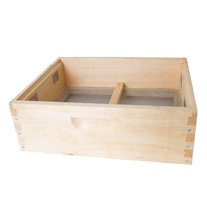 Handmade wooden quilt box with mesh screening and sturdy joinery, designed to control moisture in beehives, Amish made and featured in Farm, Garden & Tool and Beekeeping Supplies collections.