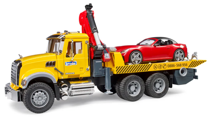 Bruder Toys MACK Granite Tow Truck with Roadster