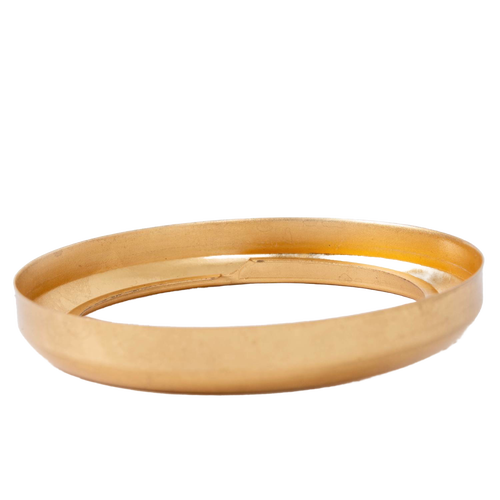 Brass burner collar with glue-on thread ring and new blade style, measuring 2-5/8 inch outer diameter, compatible with most Aladdin glass lamp fonts, featured in Lamps & Lighting, Parts and Accessories, Lamp Burners and Collars, Best Sellers, and Promo Eligible collections.