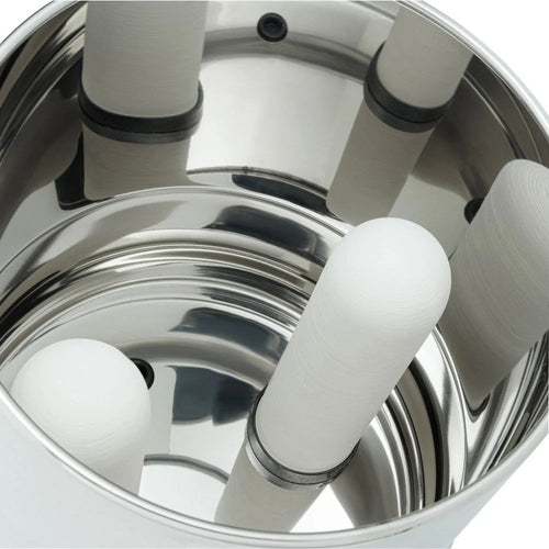 Stainless steel gravity water filter chamber featuring multiple handcrafted ceramic filter elements with black sealing rings, ideal for Farm, Garden & Tool, Appliances, and Emergency Supplies collections.
