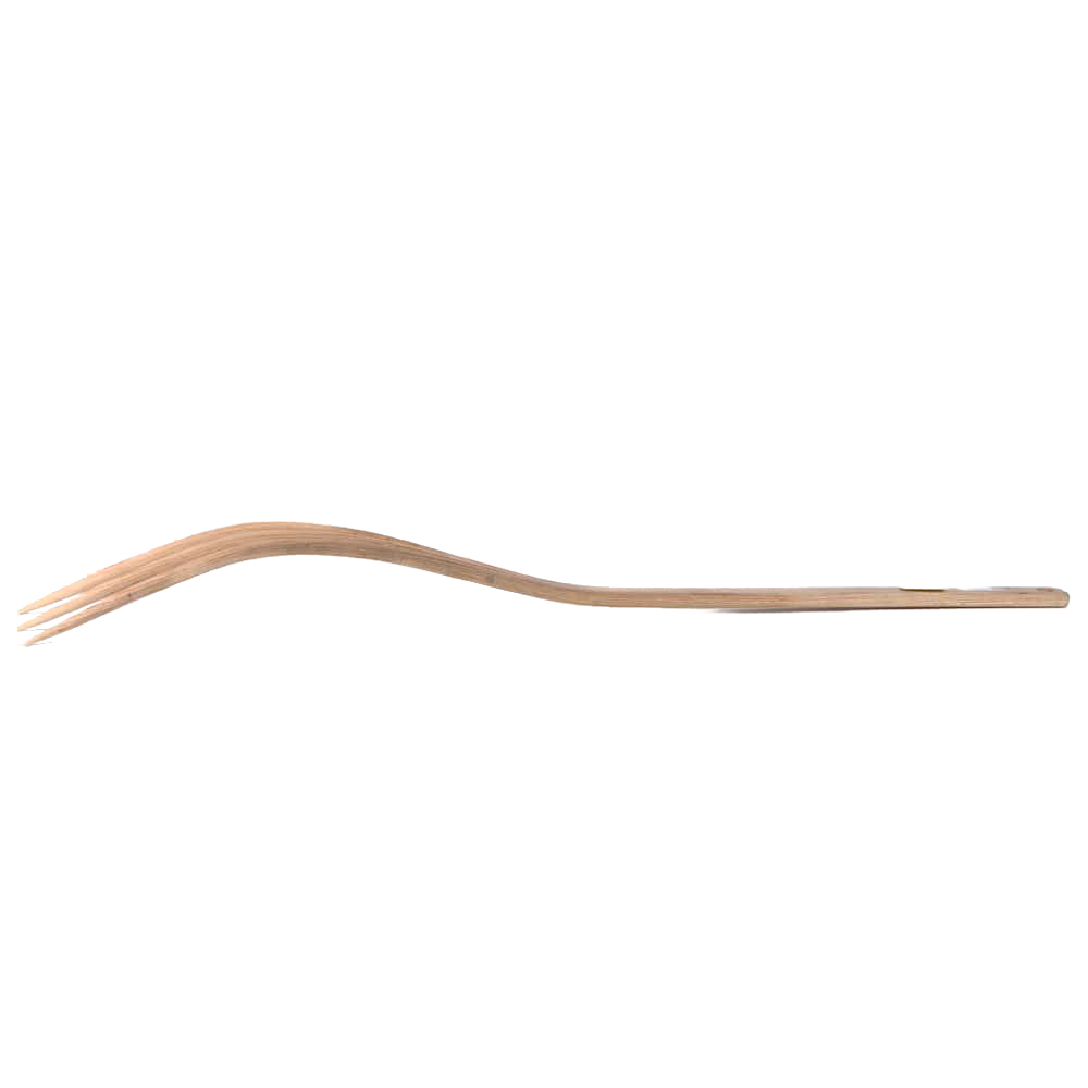 Handcrafted Amish bent wood hay fork with three prongs and curved handle, lightweight and durable for farm, garden, and tool use, featured in farm tools and best sellers collections.