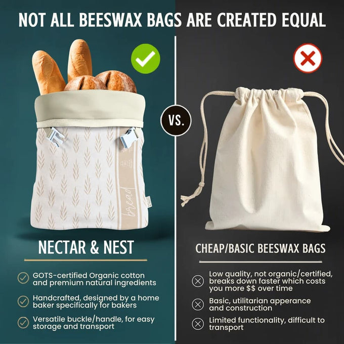 Reusable XL Beeswax Bread Bags - Set of 2