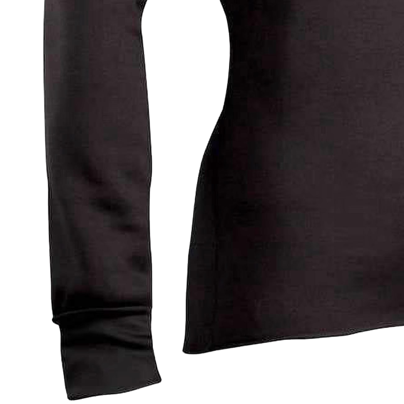 Black fleece long john shirt sleeve with ribbed cuff made from soft fleeced polyester, designed for warmth and moisture wicking, featured in Health & Wellness, Clothing and Accessories, Best Sellers, and Promo Eligible collections.