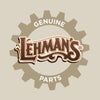 Logo design featuring the text "Lehman's" overlaid on a beige gear graphic with the words "Genuine Parts," representing a brand known for durable, USA made appliances and pump components.