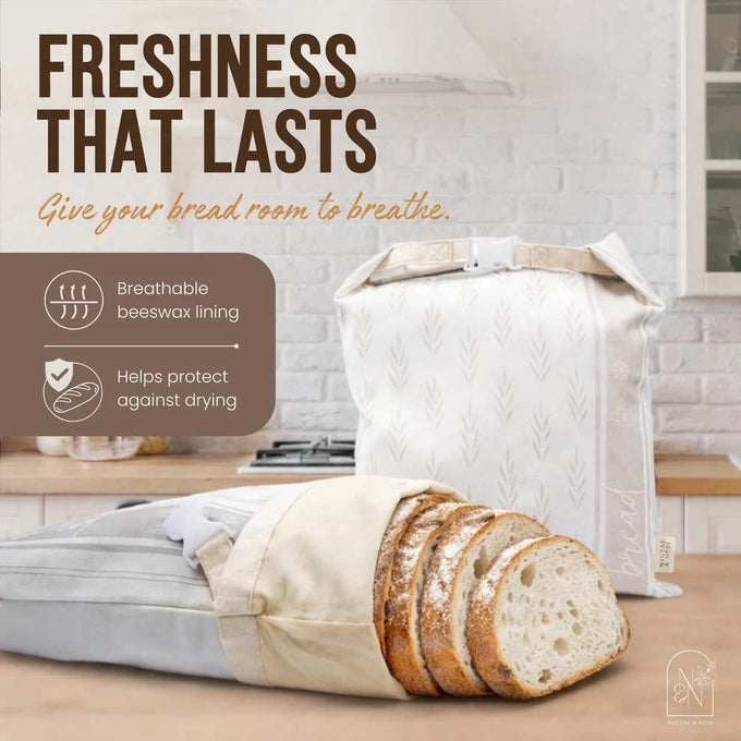 Reusable XL Beeswax Bread Bags - Set of 2