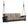 7 ft rope swing sofa with thick beige cushions suspended by sturdy ropes, handcrafted from durable cypress wood, ideal for outdoor relaxation in Home & Decor, Amish Made, USA Made collections.