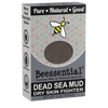 Packaging of a handcrafted dark Dead Sea mud soap bar with moisturizing shea butter and natural ingredients, made in small batches in the USA, featured in Health & Wellness and Soaps collections.