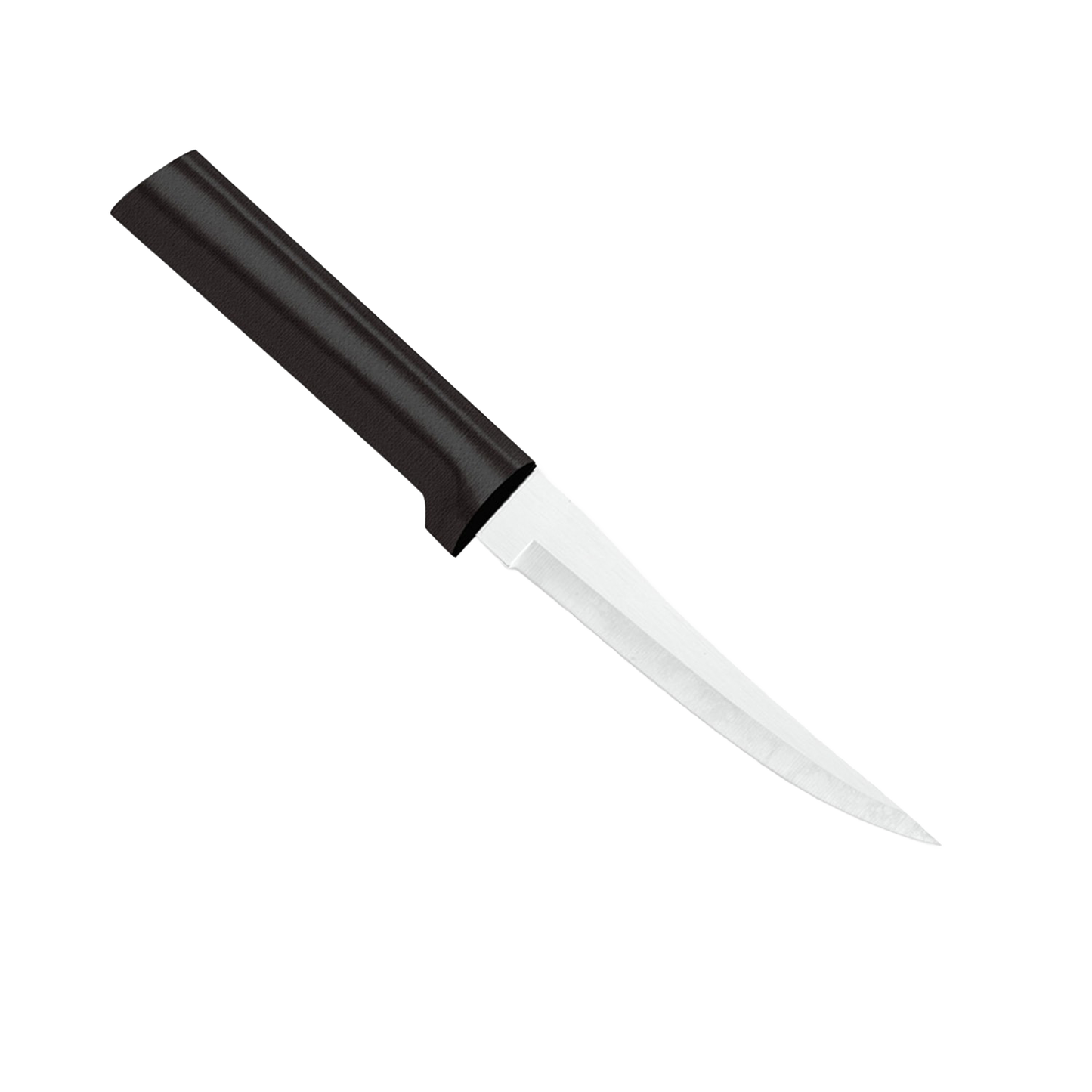 Handcrafted high carbon surgical stainless steel paring knife with a solid black handle, made in USA, ideal for precise slicing and dicing in kitchen, farm, and food prep collections.