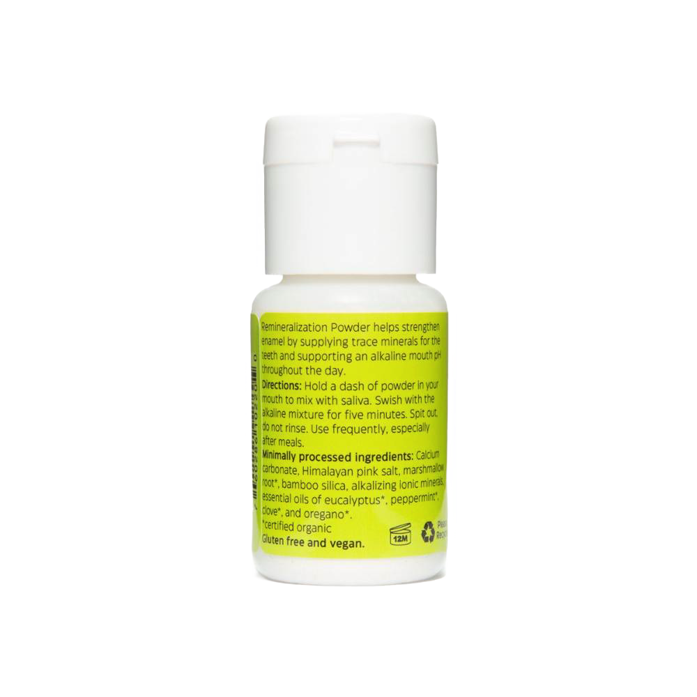 Small handcrafted 1 oz powder bottle made in USA, supporting oral health with trace minerals, suitable for Health & Wellness, Grooming and Personal Hygiene, USA Made, Best Sellers, and Promo Eligible collections.