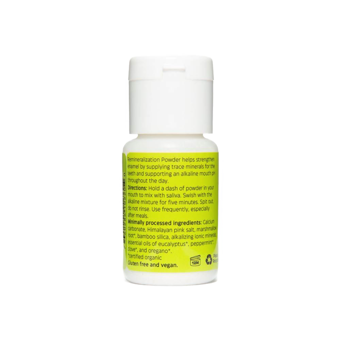Small handcrafted 1 oz powder bottle made in USA, supporting oral health with trace minerals, suitable for Health & Wellness, Grooming and Personal Hygiene, USA Made, Best Sellers, and Promo Eligible collections.