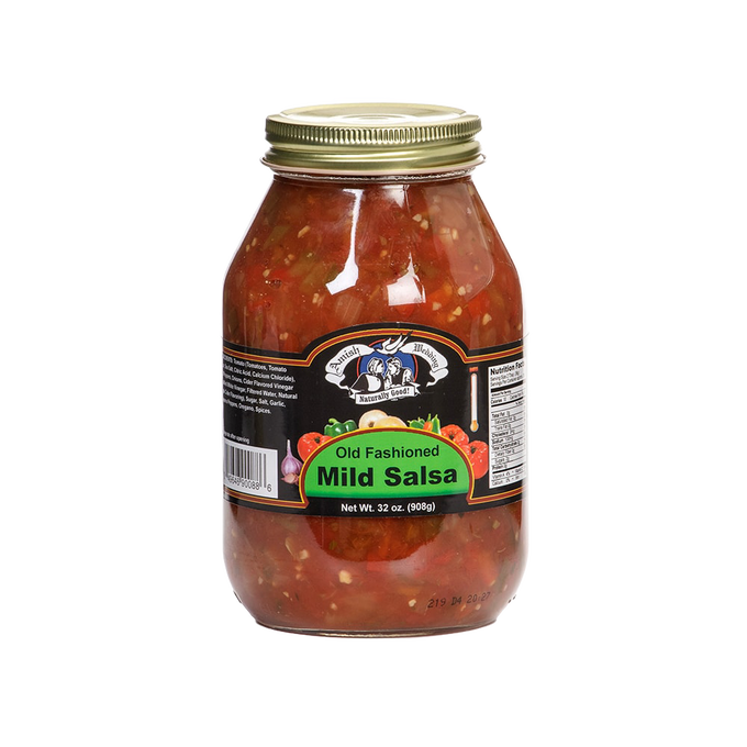 Jar of handcrafted Amish-made mild salsa with chunky texture and natural ingredients, perfect for snacks in Kitchen & Food, Pantry, USA Made, and Best Sellers collections.