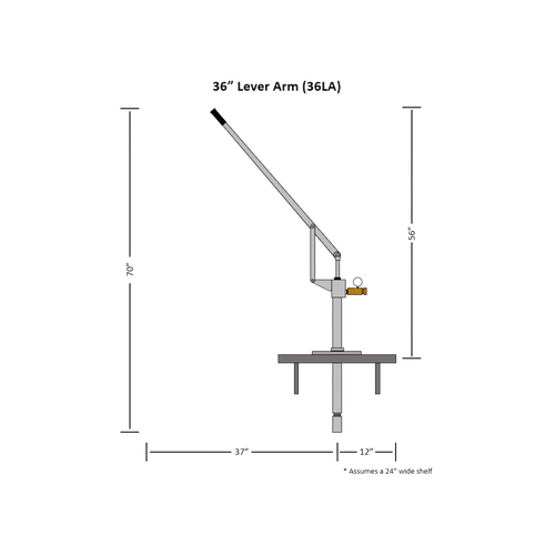 Technical line drawing of a standard height deep well pump head with pitless design, featuring detailed measurements and a lever arm, suitable for water pump systems in Appliances, USA Made, and Water Pumps collections.