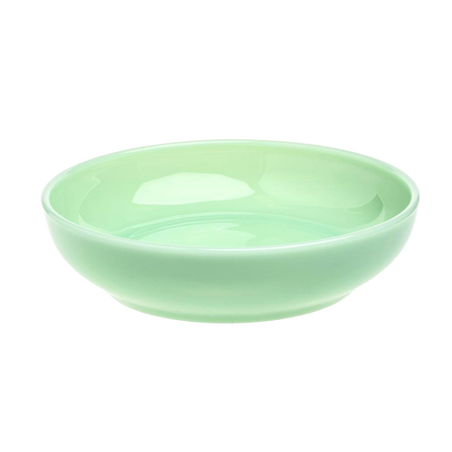 Handcrafted green glass bowl with smooth finish, made in USA, ideal for kitchen and dining use, featured in Kitchen & Food, Dinnerware, and USA Made collections.