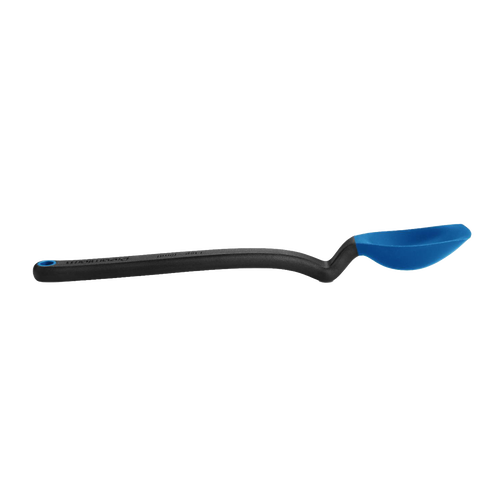 Flexible cooking spoon with a deep blue silicone scoop and black handle, designed for Kitchen & Food, Food Prep, Measuring, Kitchen Gadgets, and Cooking Helpers collections.