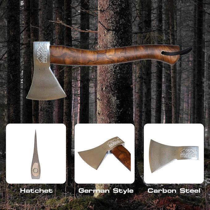 Prandi German Hatchet with Briar Hickory Handle