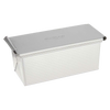 Heavy-duty aluminized steel pullman loaf pan with fitted lid, designed for consistent bread baking results in kitchens; ideal for baking supplies, cookware, and bread making collections.