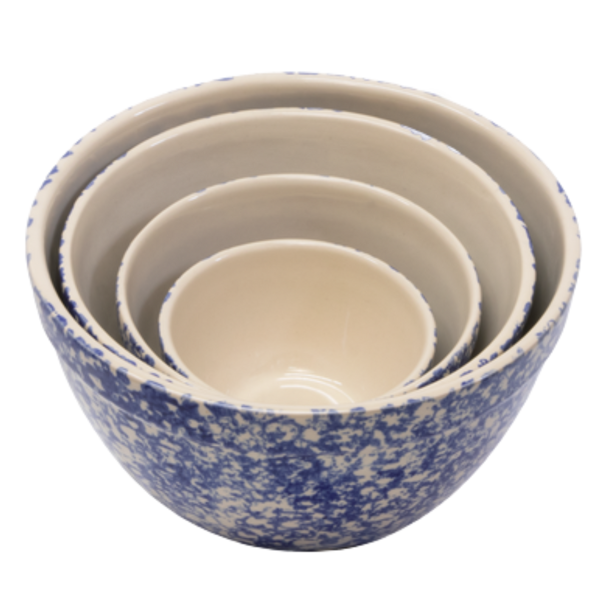 Stoneware Shoulder Bowl – Sponge Blue