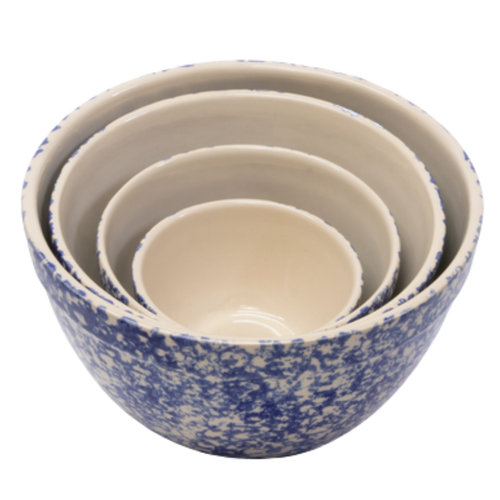 Stoneware Shoulder Bowl – Sponge Blue