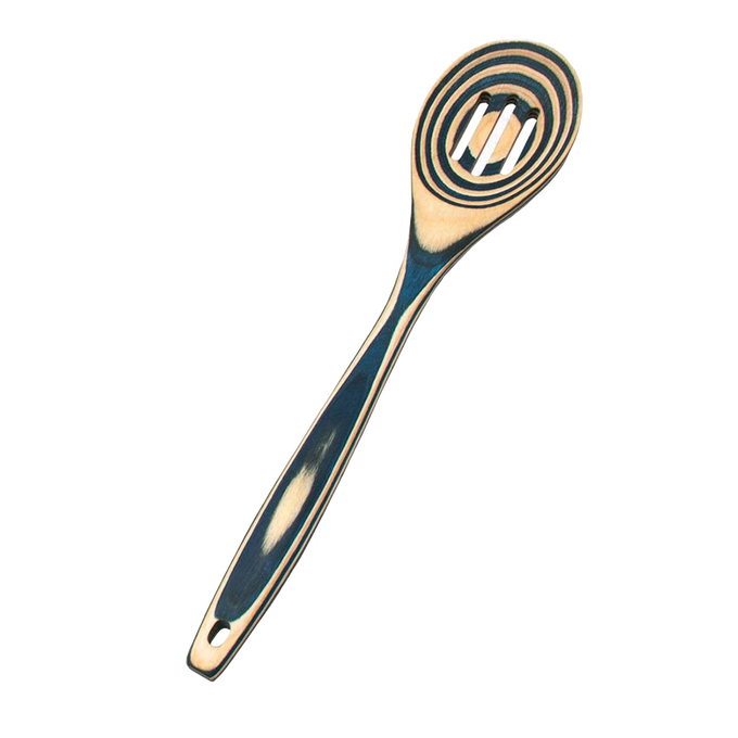 Handcrafted pakkawood slotted spoon in a stylish layered color pattern, sturdy and heat resistant, perfect for Kitchen & Food, Kitchen Gadgets, Cooking and Baking Helpers, and Best Sellers collections.