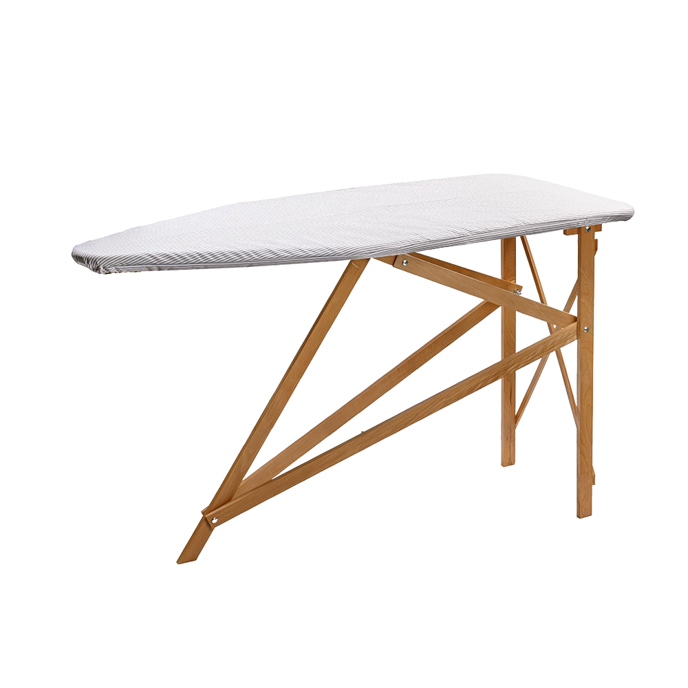 Sturdy ironing board featuring a handcrafted wooden frame made from maple and birch, designed for durability and reliability in Home & Decor, Laundry Supplies, and USA Made collections.