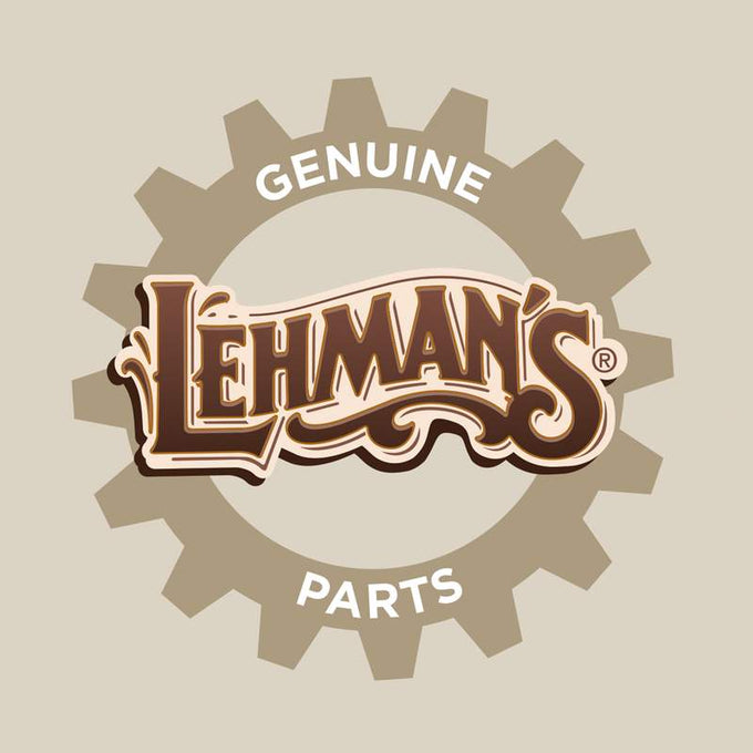 Lehman's logo displayed over a beige gear graphic with the text "Genuine Parts," representing quality replacement components for lamps, camping, and emergency supplies collections.