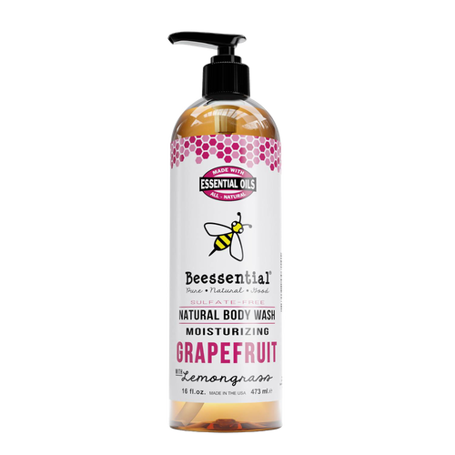 Handcrafted natural body wash in a moisturizing grapefruit and lemongrass scent, free of sulfates, preservatives, and PEG, made in USA, featured in Health & Wellness, Grooming, Soaps, USA Made, and Best Sellers collections.