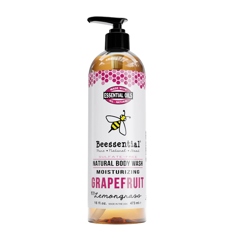 Handcrafted natural body wash in a moisturizing grapefruit and lemongrass scent, free of sulfates, preservatives, and PEG, made in USA, featured in Health & Wellness, Grooming, Soaps, USA Made, and Best Sellers collections.