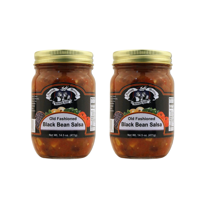 Two 14.5-ounce jars of handcrafted Old Fashioned black bean salsa with thick, chunky texture, made in USA, great for Kitchen & Food, Snacks and Sweets, Pantry, Best Sellers, and Promo Eligible collections.