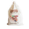 Soft drawstring cloth bag featuring Lehman’s logo and image of homemade buttermilk pie slice, handcrafted Amish style, perfect for Kitchen & Food, Snacks and Sweets, and Best Sellers collections.
