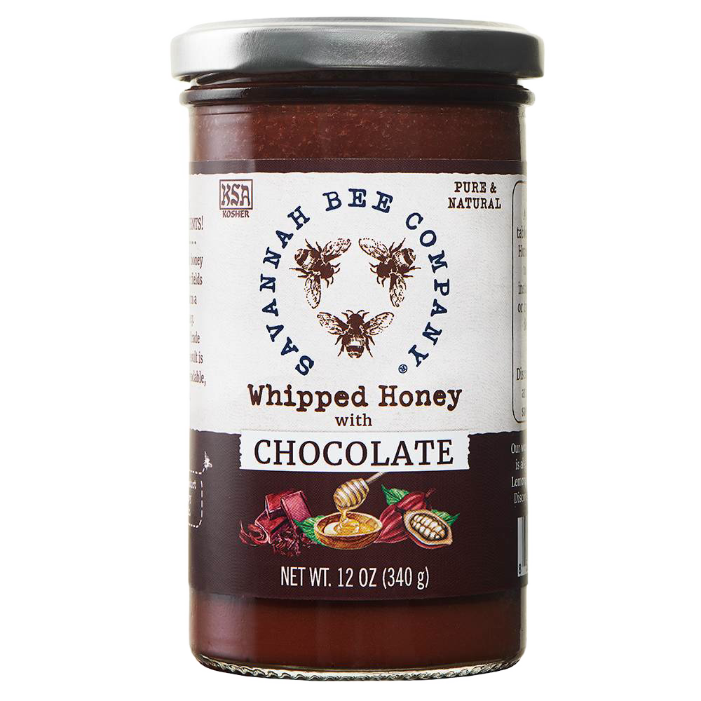 Handcrafted jar of creamy whipped honey blended with rich chocolate, made in the USA, ideal for Kitchen & Food, Food, Pantry, Best Sellers, Promo Eligible, and Sale collections.