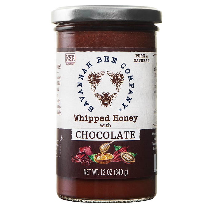 Handcrafted jar of creamy whipped honey blended with rich chocolate, made in the USA, ideal for Kitchen & Food, Food, Pantry, Best Sellers, Promo Eligible, and Sale collections.