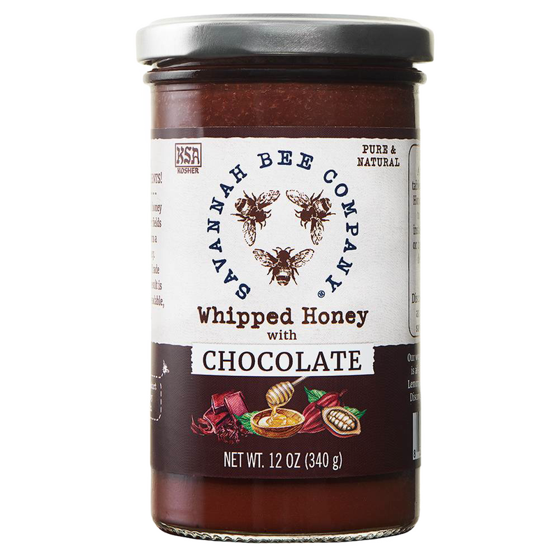 Handcrafted jar of creamy whipped honey blended with rich chocolate, made in the USA, ideal for Kitchen & Food, Food, Pantry, Best Sellers, Promo Eligible, and Sale collections.