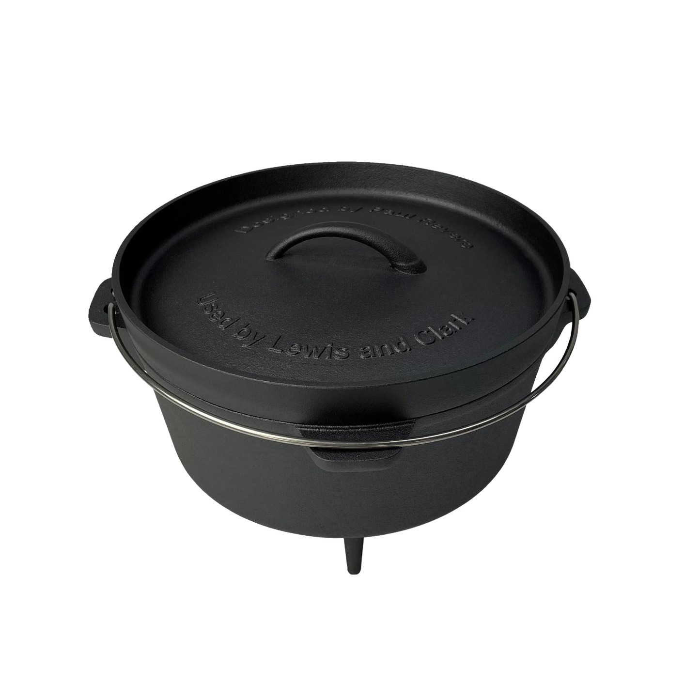 Handcrafted nitrided cast iron Dutch oven with lid and side bail handle, tripod legs for campfire cooking, durable and stick-resistant, ideal for Farm, Garden & Tool, Camping, Kitchen & Food collections.