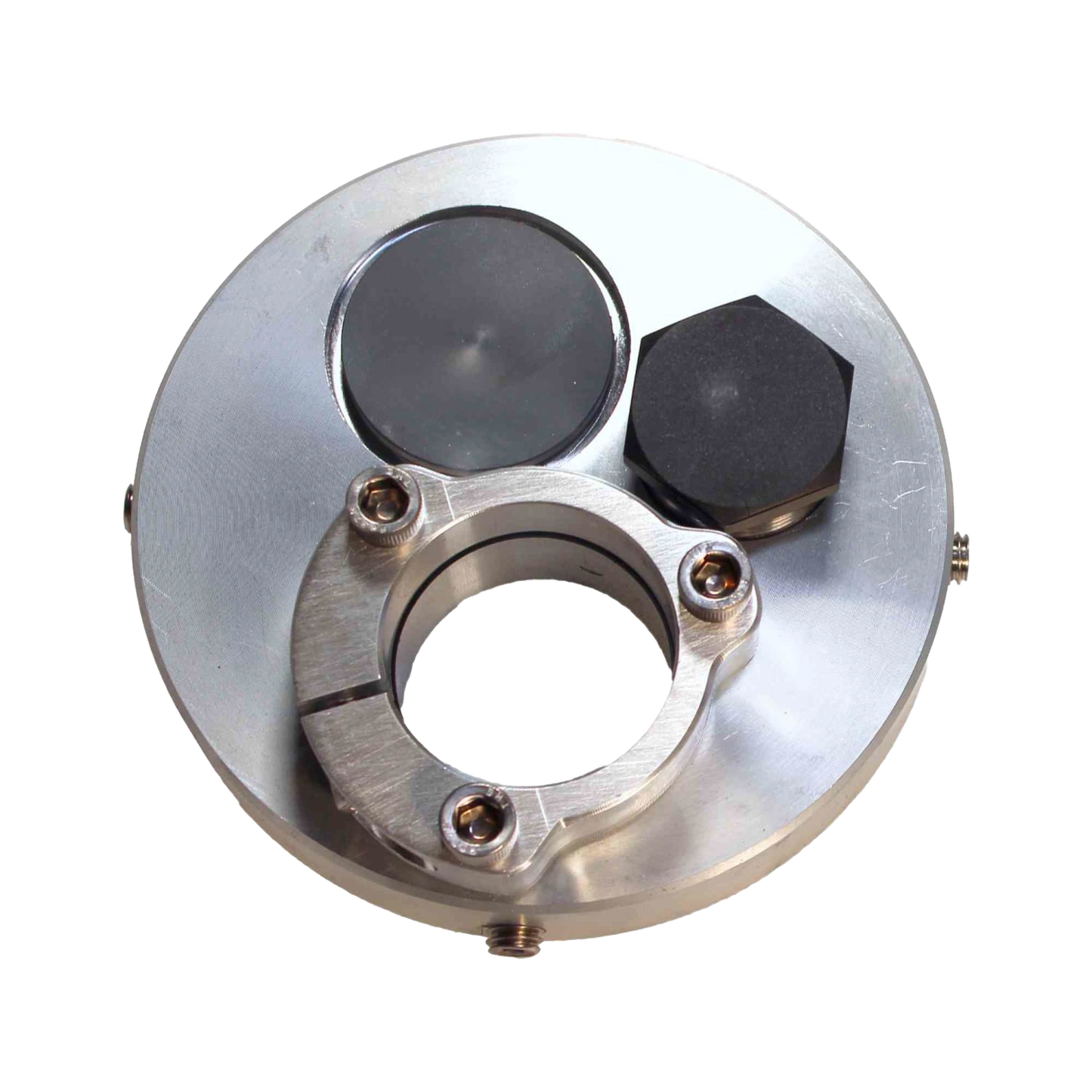 All-metal non-pitless well cap with 1-3/4" split flange and threaded port, crafted in the USA for use with water pumps, deep well systems, and pump parts collections.
