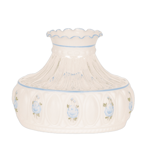 Aladdin Blue Rose Glass Oil Lamp Shade
