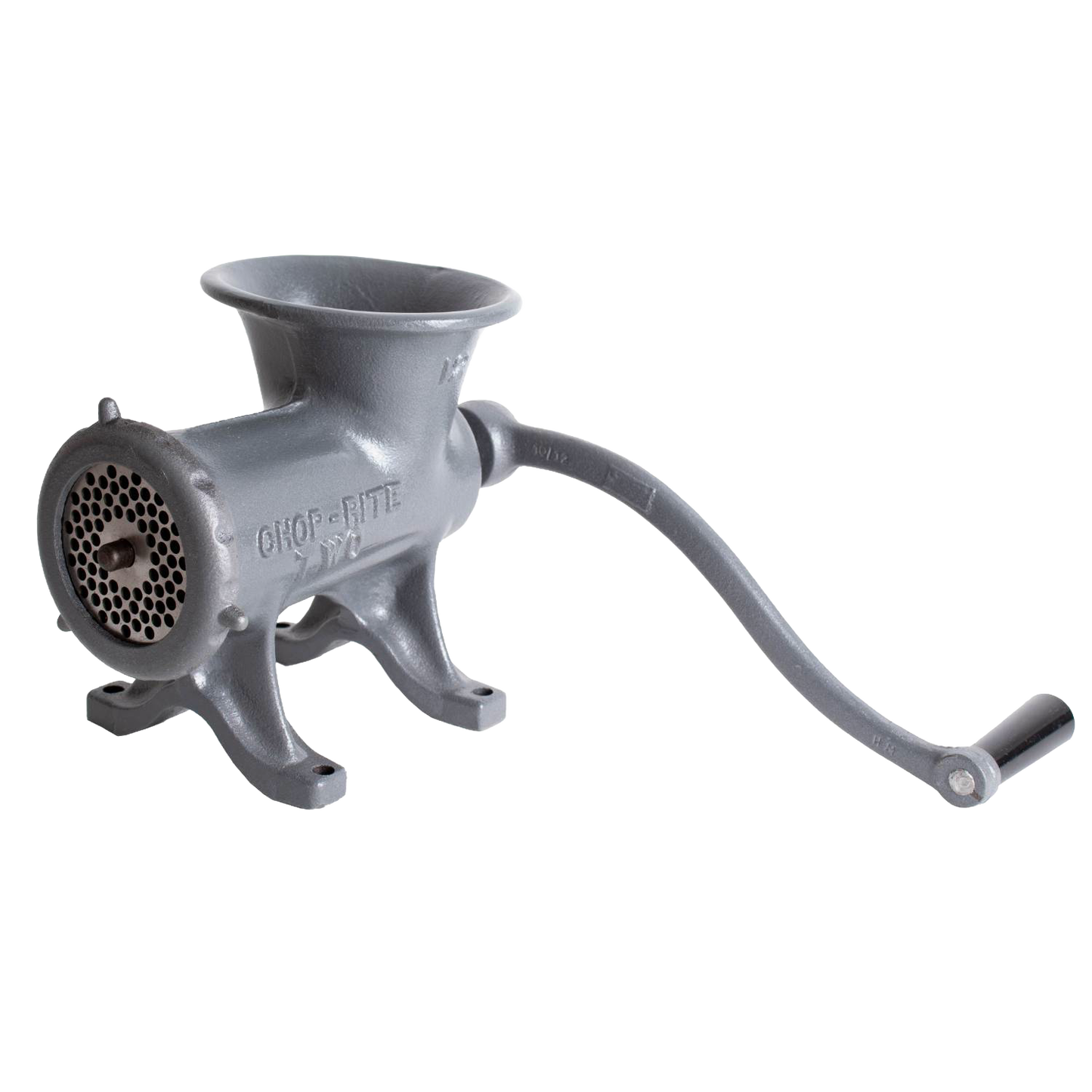 Gray cast iron hand-crank bolt-down meat grinder with tough Xylon coating, designed for frequent use in Kitchen & Food, Specialty Equipment, Butchering Supplies, USA Made, and Best Sellers collections.