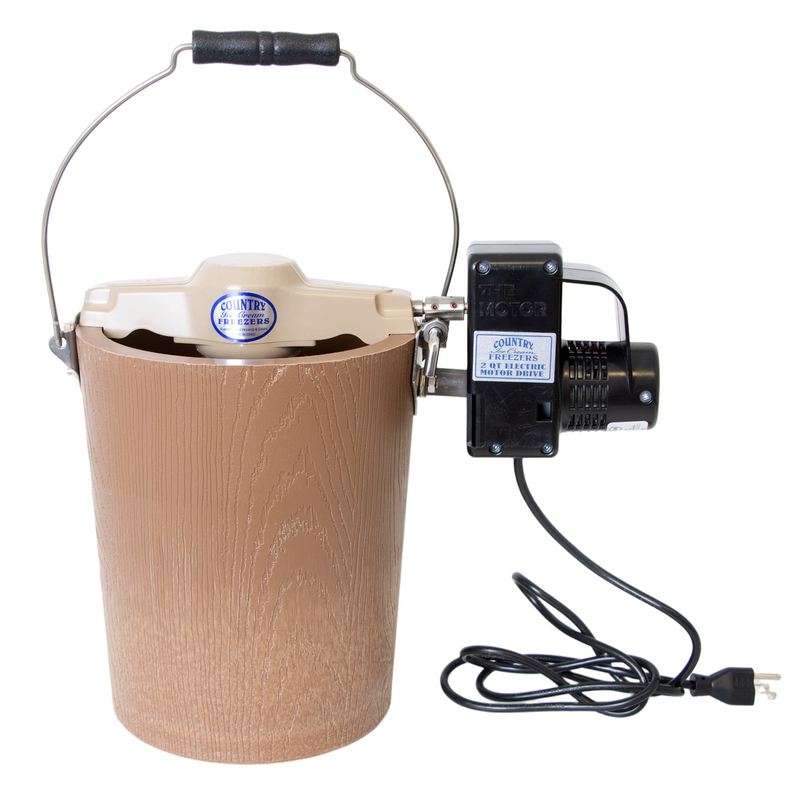 Handcrafted Amish-made electric ice cream freezer with a poly-insulated bucket and motor drive, designed for easy homemade ice cream in Kitchen & Food and Specialty Equipment collections.